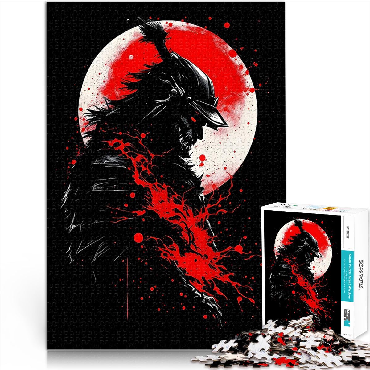 Jigsaw Puzzle for Adults 2000 Pieces Samurai Blood Moon Pädagogisches Familienspiel Künstlersammlung, Bildende Kunst70x100cm — image 1