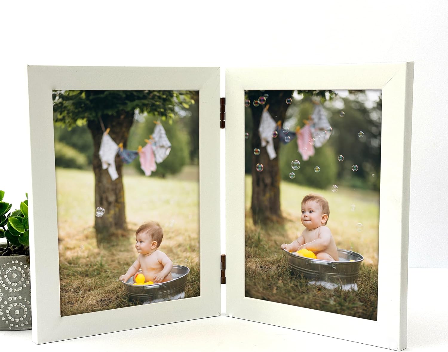 DECOLIFE, White Double 6x4 Photo Frame (15x10 cm), Picture Frames, Slim