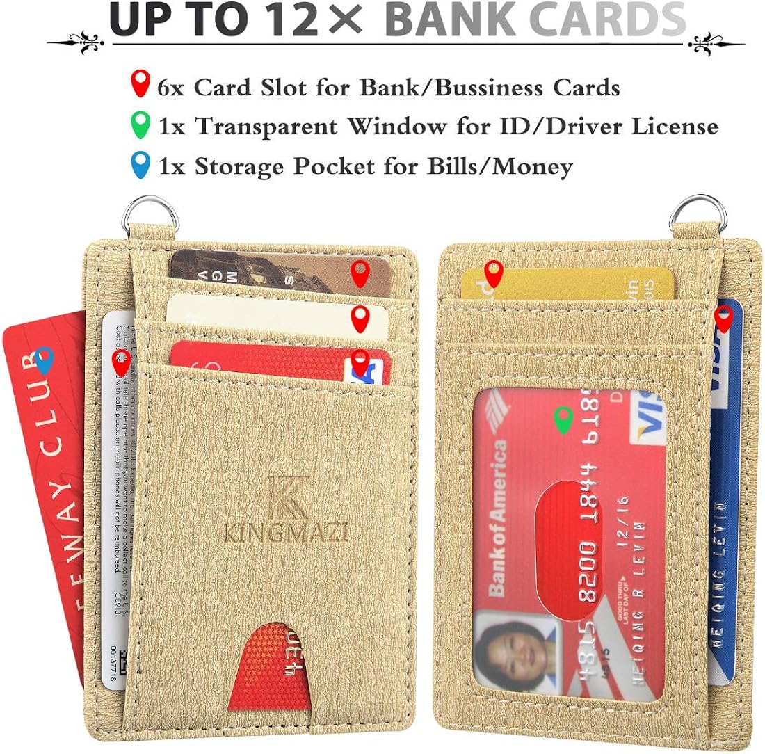 Slim Minimalist Front Pocket Rfid Blocking Wallets, Credit Card Holder with D-Shackle for Men Women