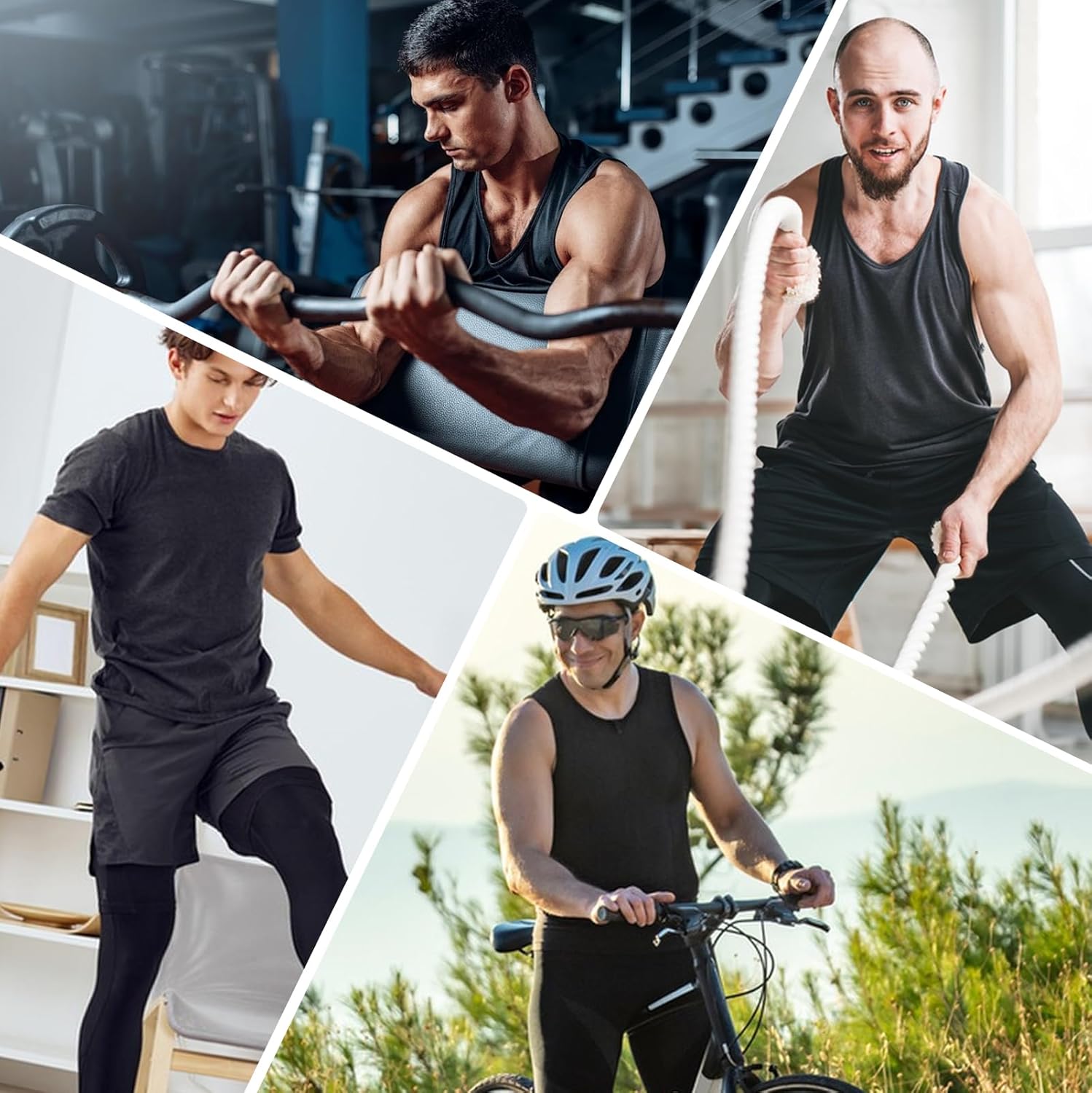 NuCamper メンズ 3/4 コンプレッションパンツ ランニング レギンス スポーツ タイツ 速乾 ベースレイヤー ボトム バス