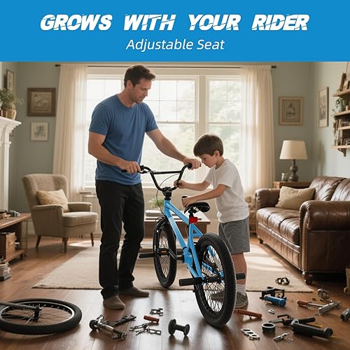 Miniatura 3 de 67i Bicicleta BMX para niños de 8 a 12 años, 18 pulgadas20 pulgadas, 4 clavijas de acero, frenos en U, asiento ajustable y marco de acero Hi-Ten,