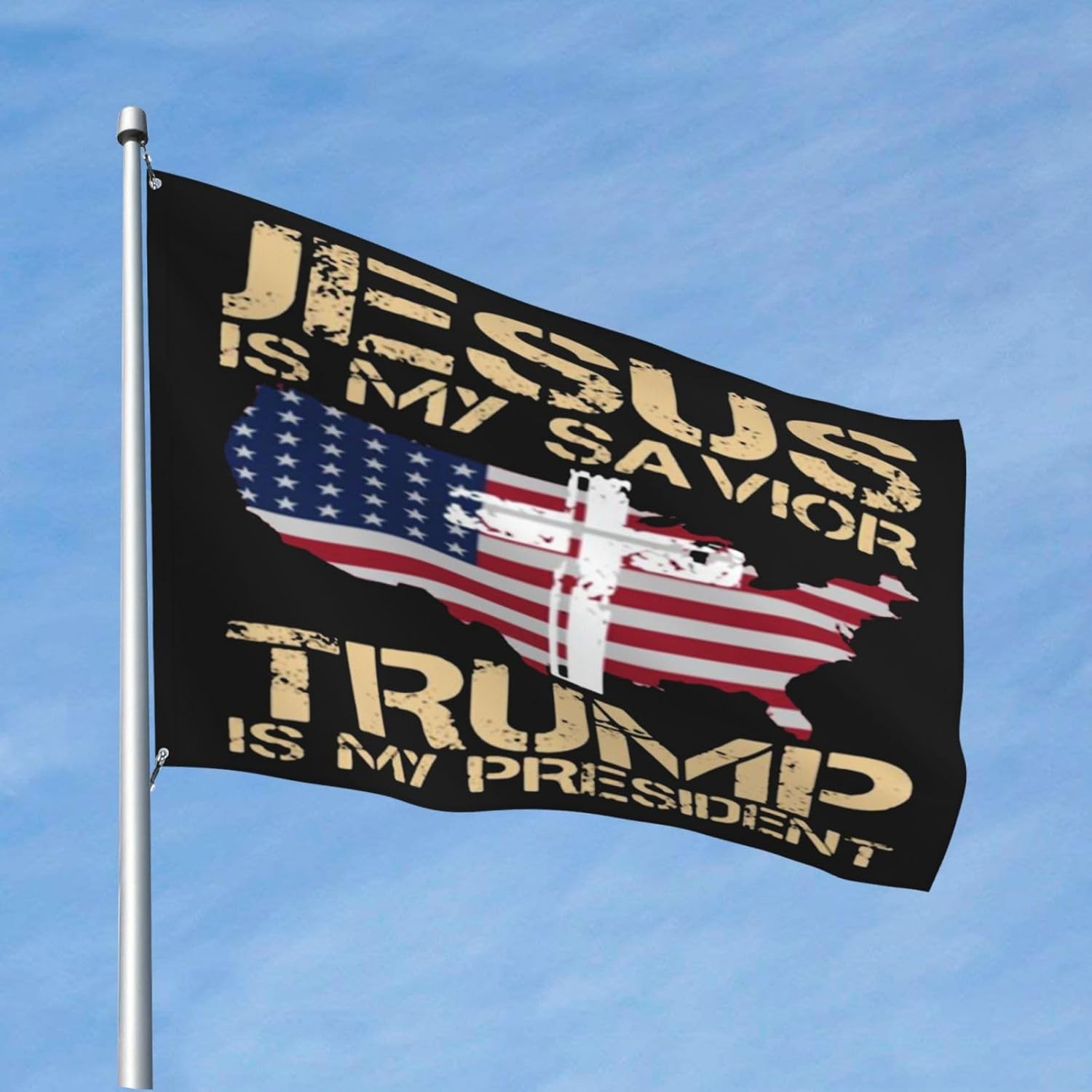 4X6 Ft Jesus Is My Savior Trump Is My President Outdoors Flag Garden Flag House Flag Colorfast Uv Resistant