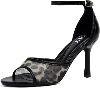 QIY Womens Ankle Strap Heels Stiletto Heel Open Peep Toe Heeled Sandals