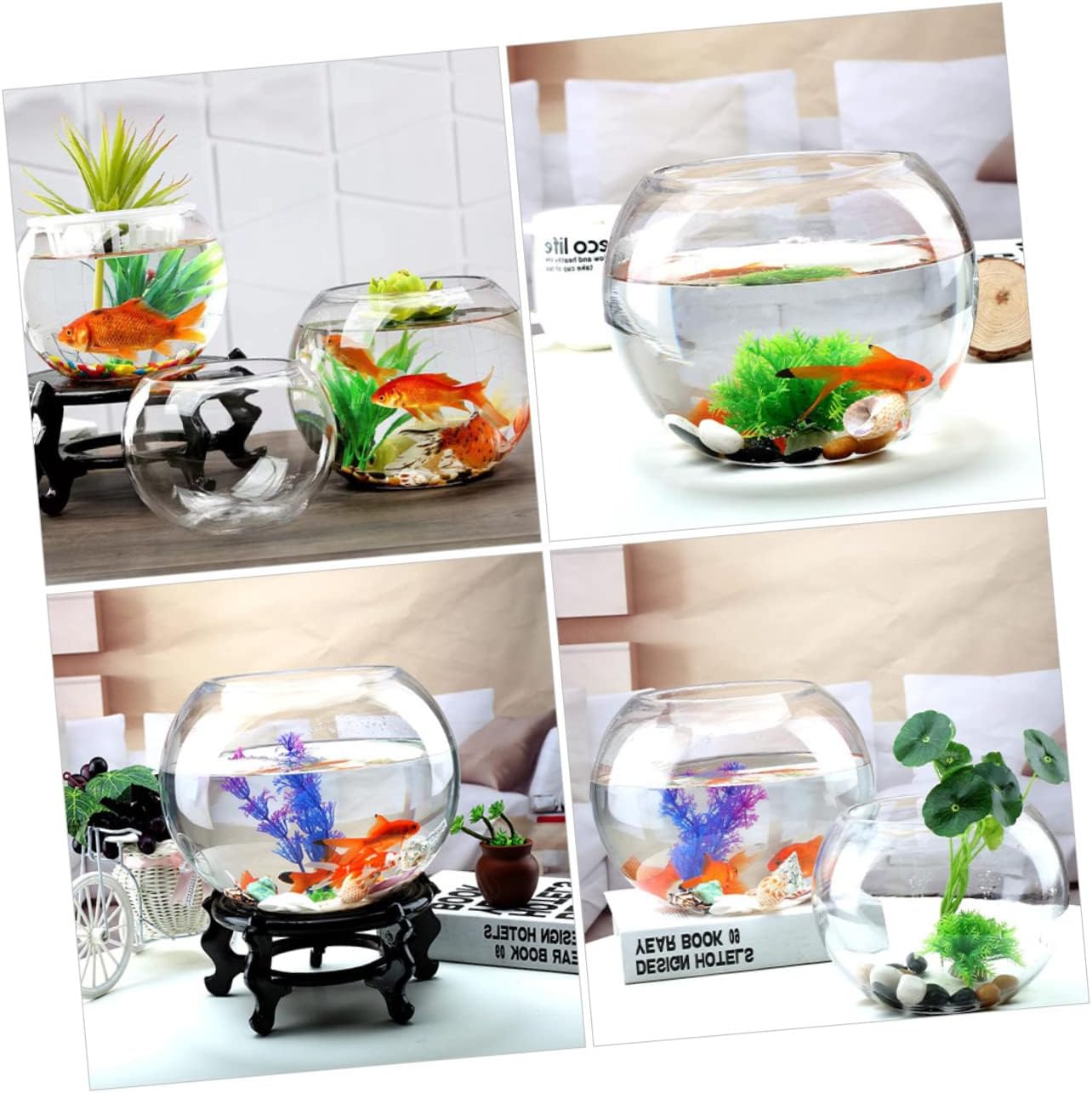 ORFOFE Glass Fish Tank Small Office Aquarium for Hydroponic Plant Decor Desktop Fish Bowl for Use