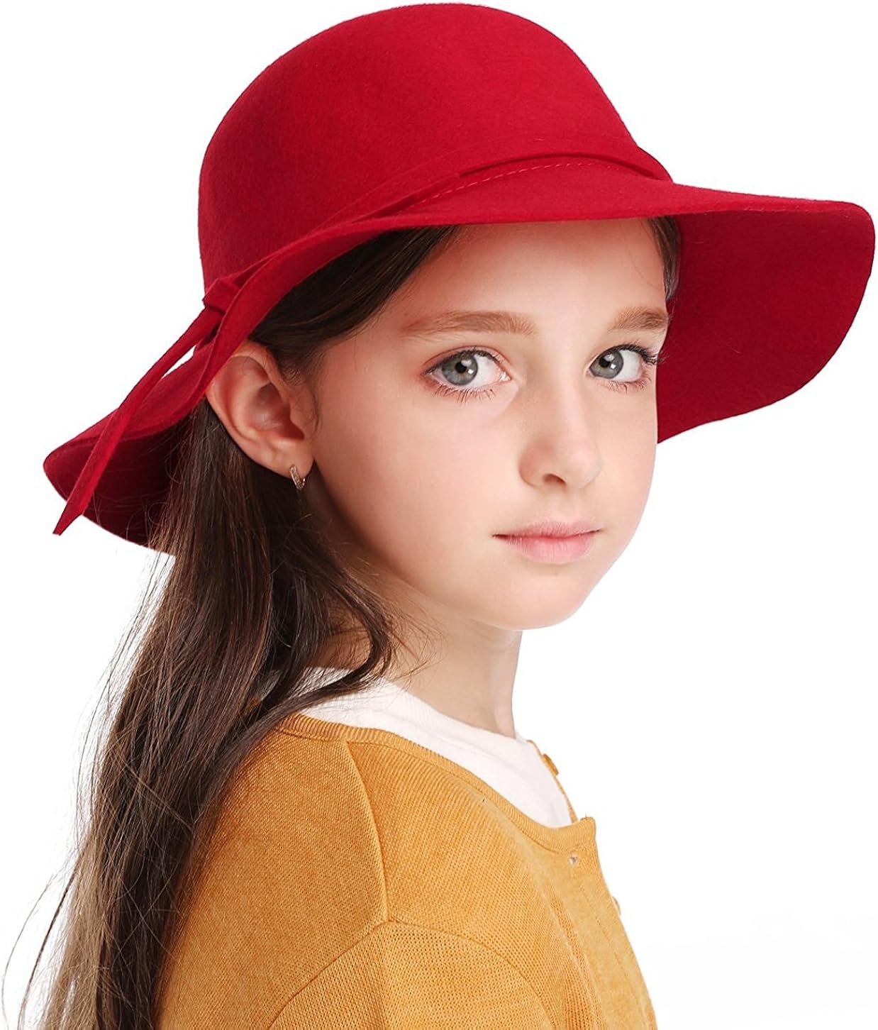 Kids Girl's Vintage Dome Wool Felt Bowler Cap Floppy Hat Bow,Black : Clothing, Shoes & Jewelry
