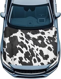 Howilath Car Hood Cover Exterior - Universal Fit for Cars, SUVs Polyester Windproof Vehicles Decorate Washable Auto Decoration Accessories, Cow Spot