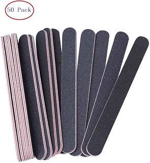 Pack of 50 Nail Files Nail Buffering File Professional Double Sided Nail Files Emery Board 100/180 Grit Black
