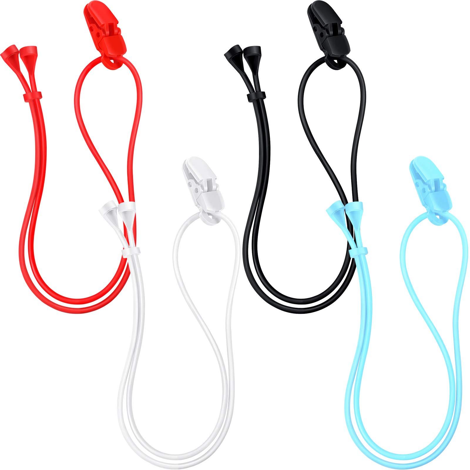 4 Pieces Hearing Aid Clips Adjustable Hearing Aid Clip Holder Anti-lost Hearing Aid Lanyard for Adults Seniors, 4 Colors