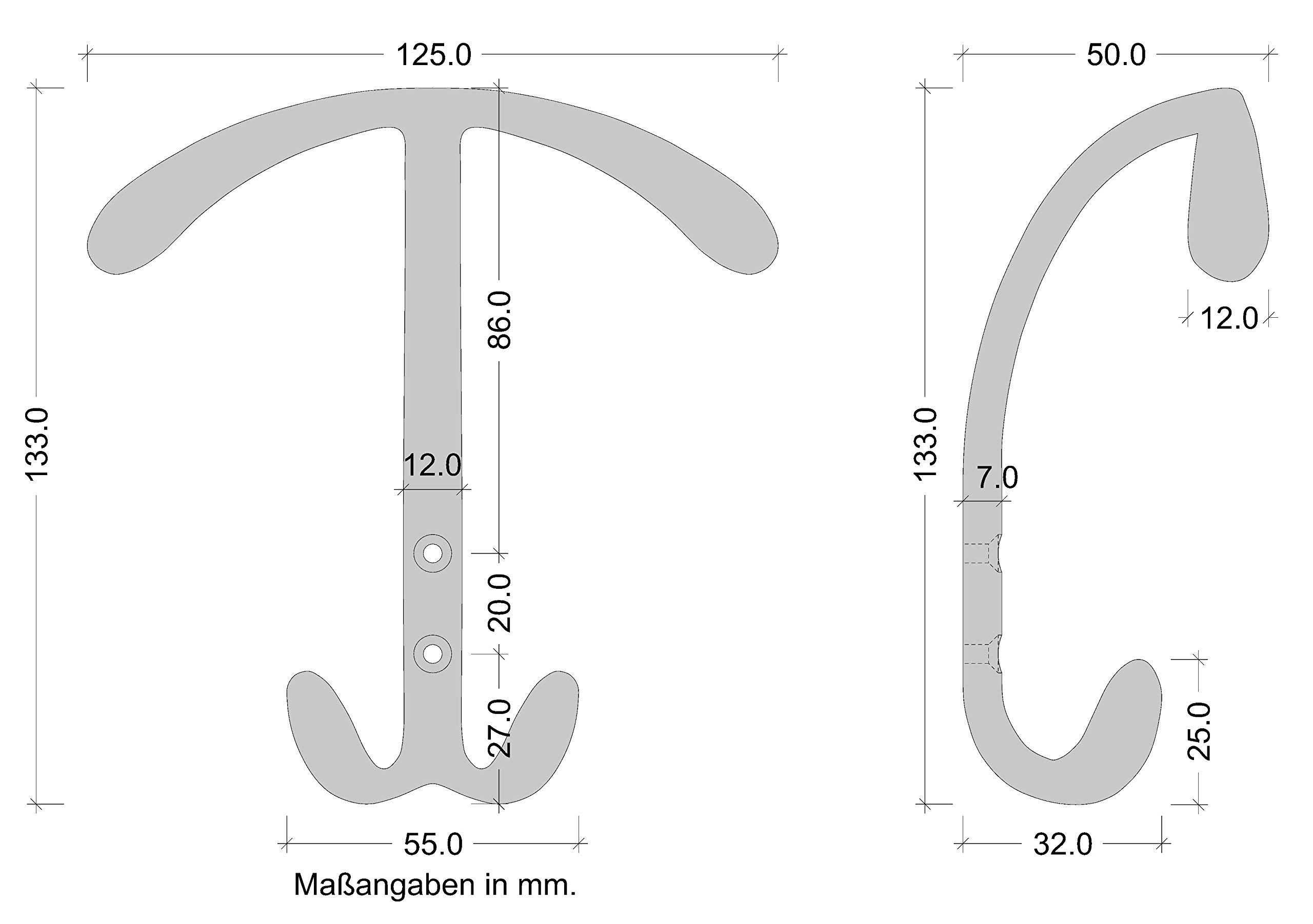 Gancio Doppio - Cobra Gancio da Parete IN Ottone Antico 9,5 X 12,5 CM