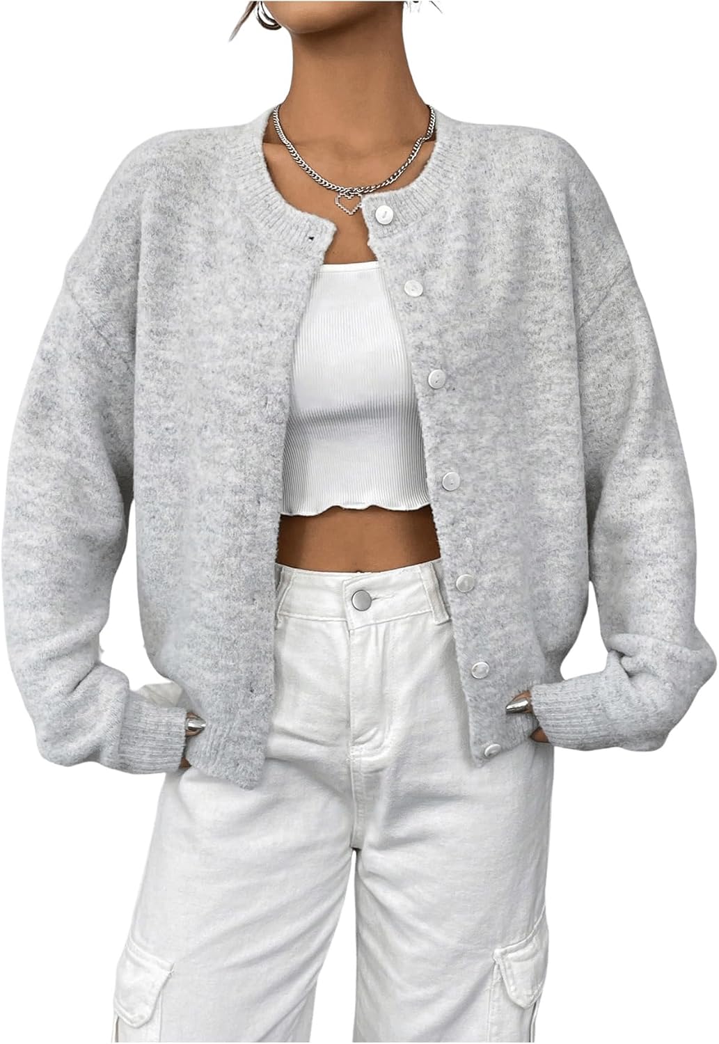 GORGLITTER Women’s Button Up Knit Cardigan Open Front Oversized Fall Trendy 2025 Cute Long Sleeve Sweater