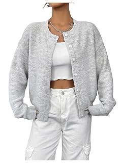 GORGLITTER Womens Button Up Knit Cardigan Open Front Casual Dressy Fall Trendy 2025 Cute Long Sleeve Sweater