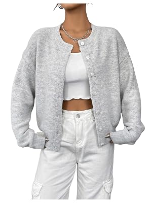 GORGLITTER Womens Button Up Knit Cardigan Open Front Casual Dressy Fall Trendy 2025 Cute Long Sleeve Sweater