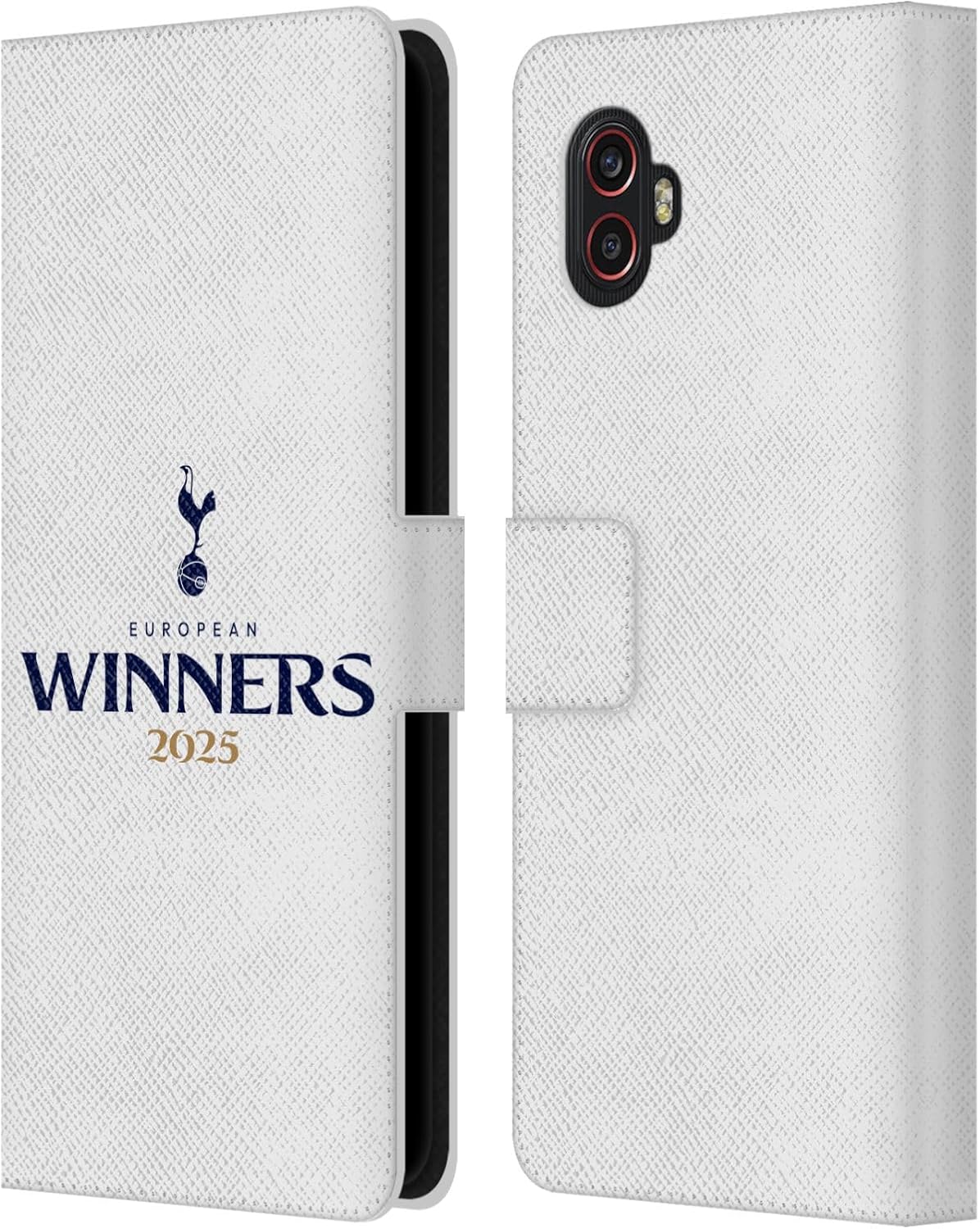Head Case Designs Officially Licensed Tottenham Hotspur F.C. White 2025 European Winners Leather Wallet Case Compatible with Samsung Galaxy Xcover6 Pro/Pro2
