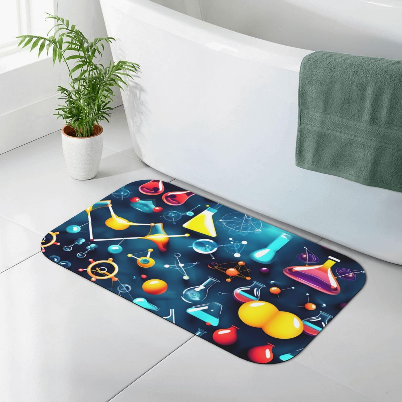 Tapis de bain terre de diatomée Abstract Science pliable pour une douche moderne et propre