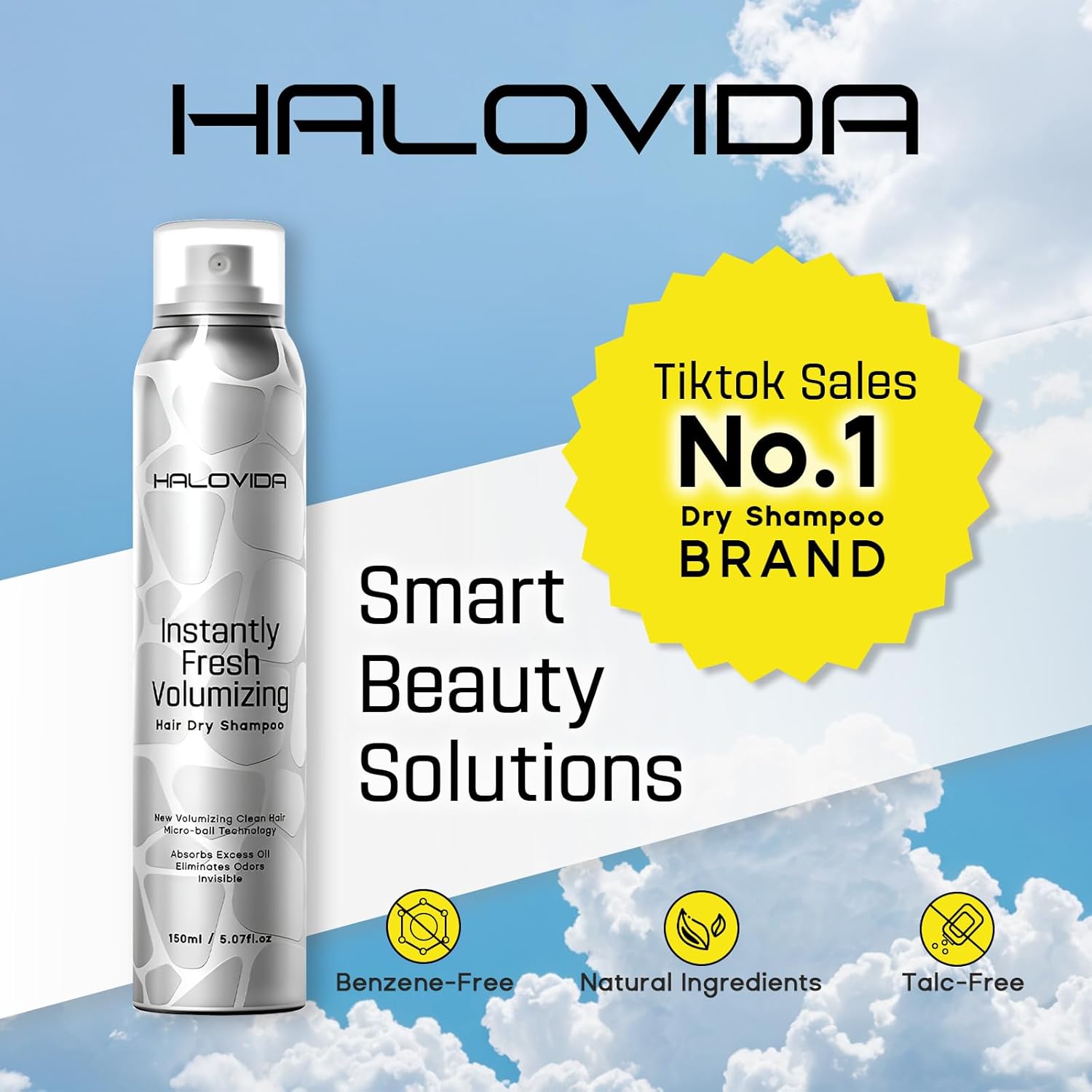 HALOVIDA Dry Shampoo for Women, Dry Scalp Shampoo Spray for Dark Hair Leaves No White Residue, Absorb Oils, Volumizing & Refresh Hair for 72 Hours, 5.07 Fl Oz (Pack of 2) - Image 7