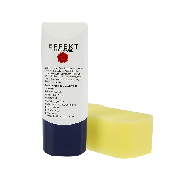 Gel de piel con efecto para el cuidado del cuero + esponja de limpieza, para piel lisa y piel sintética