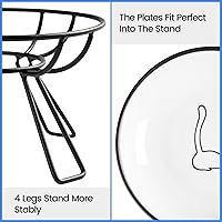 Vista 6 de Ceramic Elevated Cat Bowls - Whisker Friendly, Anti-Vomiting, Stylish & Hygienic Cat Bowl Set (Line Cat, 2 Pack)