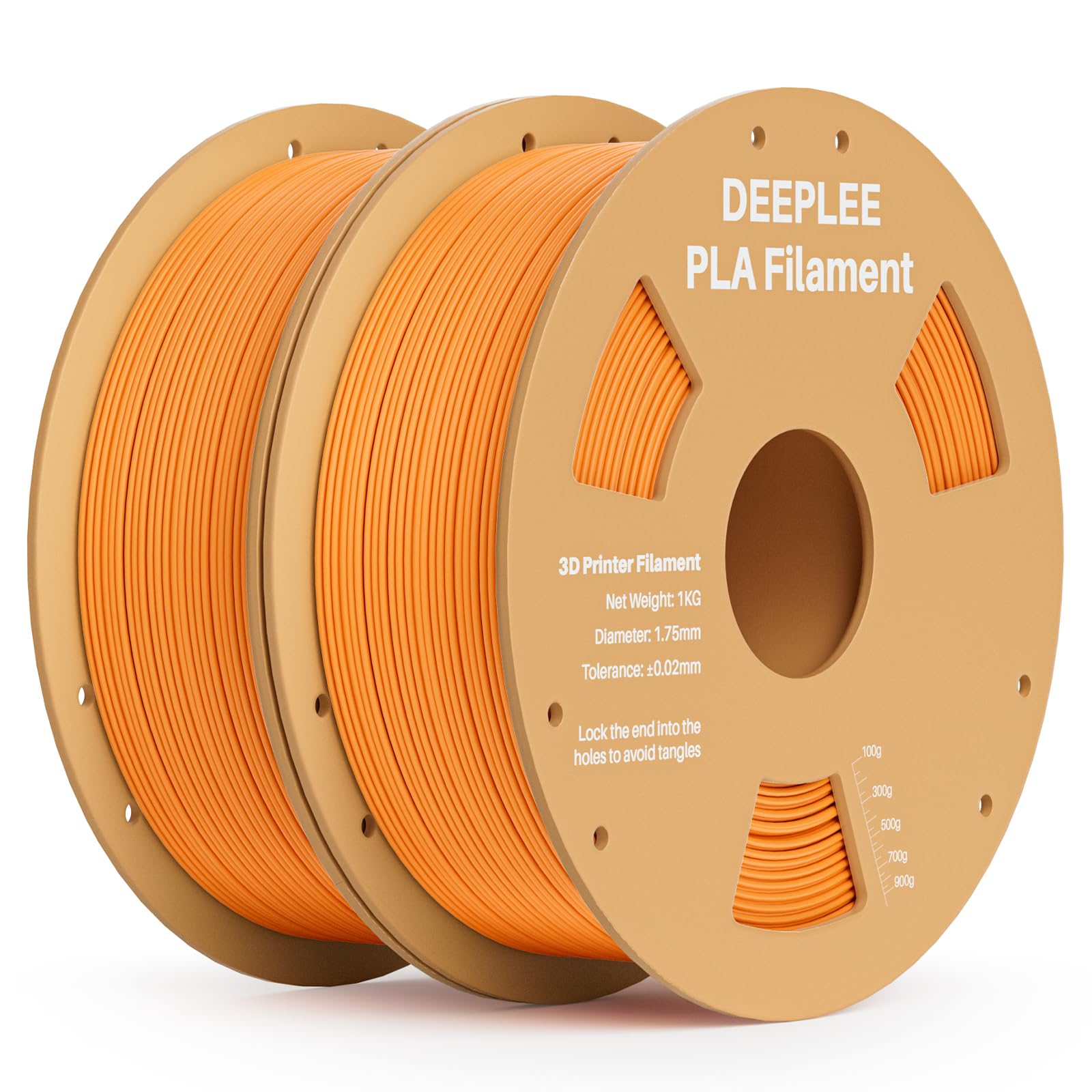 PLA 1.75mm 3D Printer Filament, 2 Pack 1kg Orange | Dimensional Accuracy +/- 0.02mm, Neatly Wound, No Clogging, Vacuum Package, Fits for Most FDM 3D Printers, Cardboard Spool