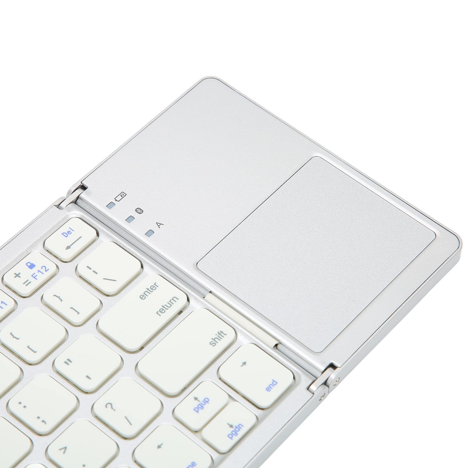 Składana klawiatura Bluetooth, 63 klawisze Trzy składana konstrukcja Lekka mini składana klawiatura z touchpadem, klucz parowania Bluetooth 5.0 BT dla systemu Windows dla Android(Silver)