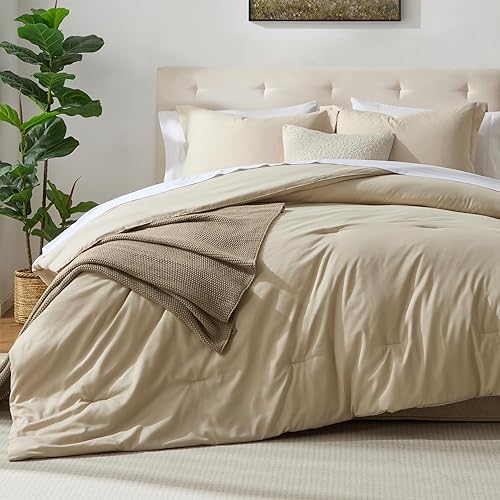 satisomnia Edredón Beige de 2 Piezas de Tamaño Individual, Juego de Edredón Ligero Alternativo de Plumón de Tamaño Individual