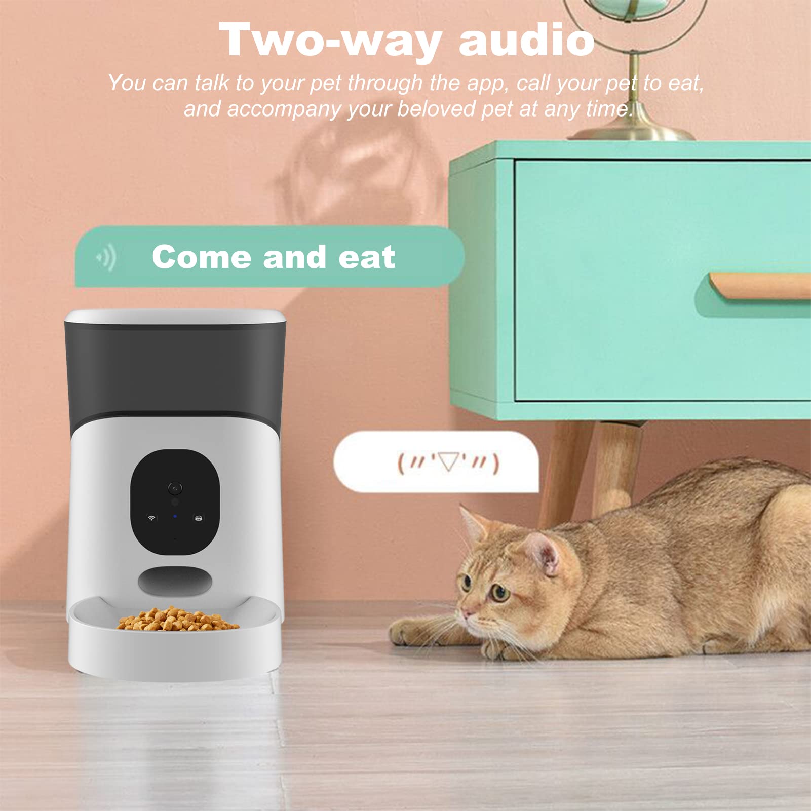 Pet Automatic Feeder with 5L Capacity, Intelligent Timing Feeding Machine for Cats and Dogs - Remote Control with 1080P Camera, Two - Way Audio, Dual Power Supply - image 3