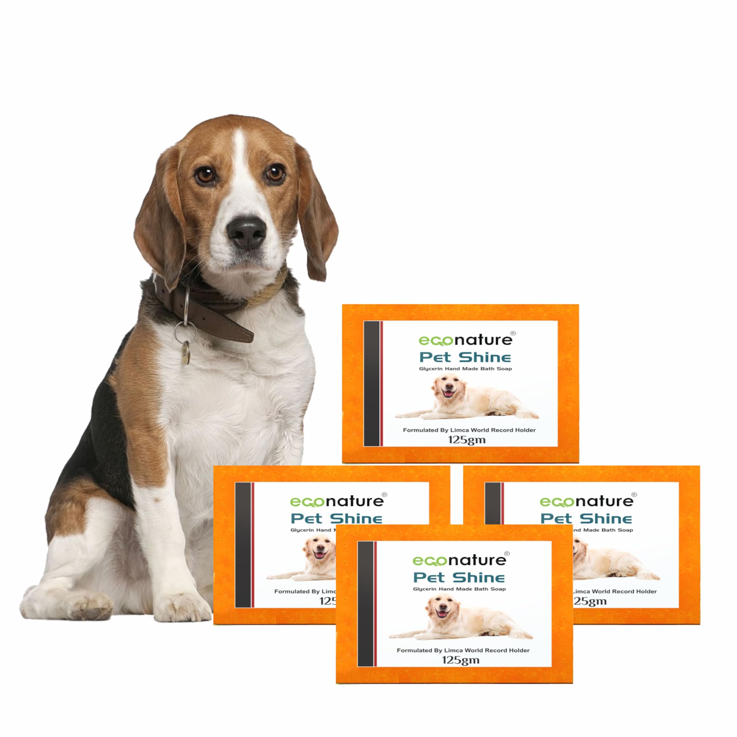 Pet Shine Dog Soap - Controls Fungal, Bacteria & Skin Irritation - Pack of 4-125 g Each - Made in India