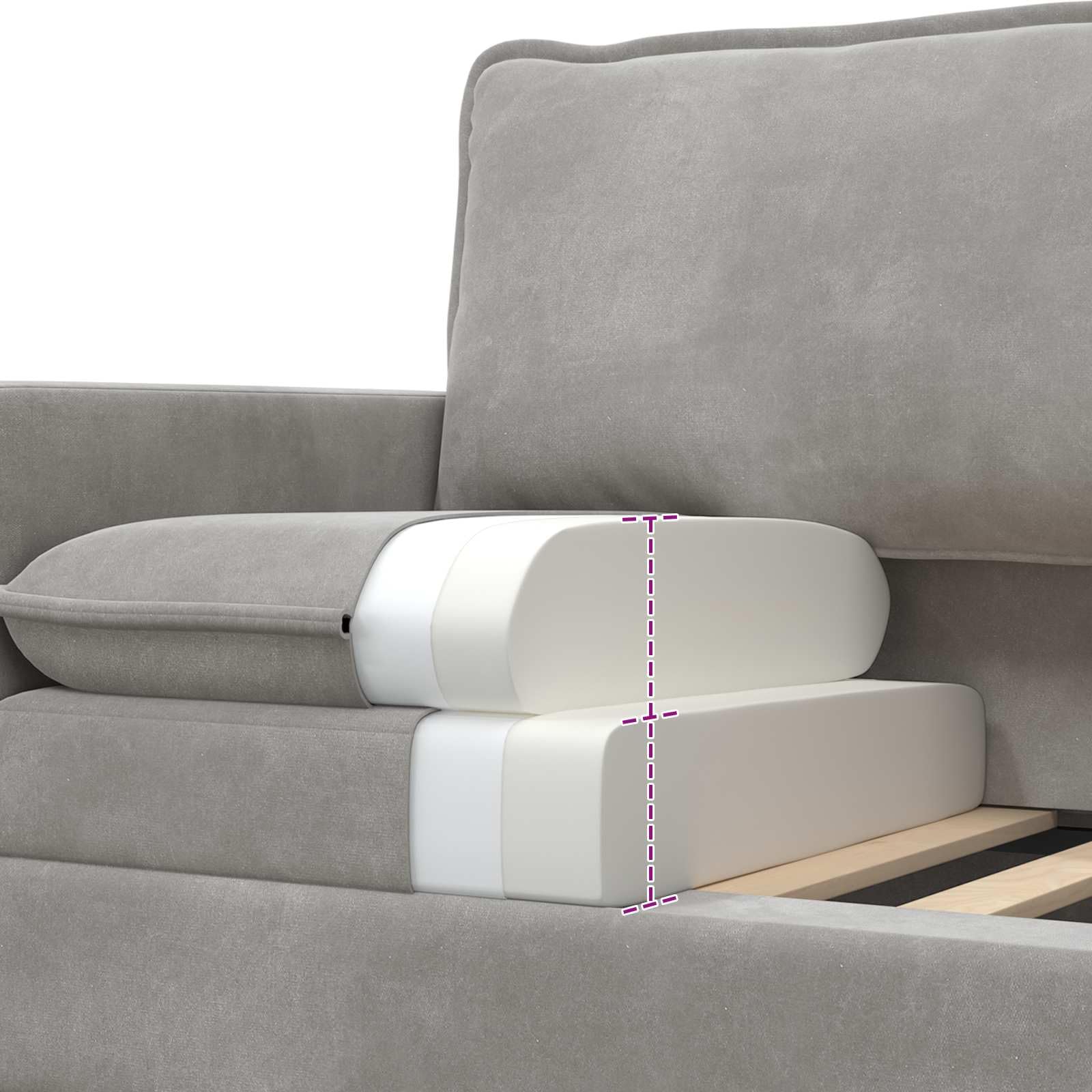 Juego de sofá de 2 piezas de terciopelo gris claro, moderno juego de sofá con 3 plazas y sillón para salón, marco de metal estable, acolchado cómodo, elegante paisaje para 4 personas
