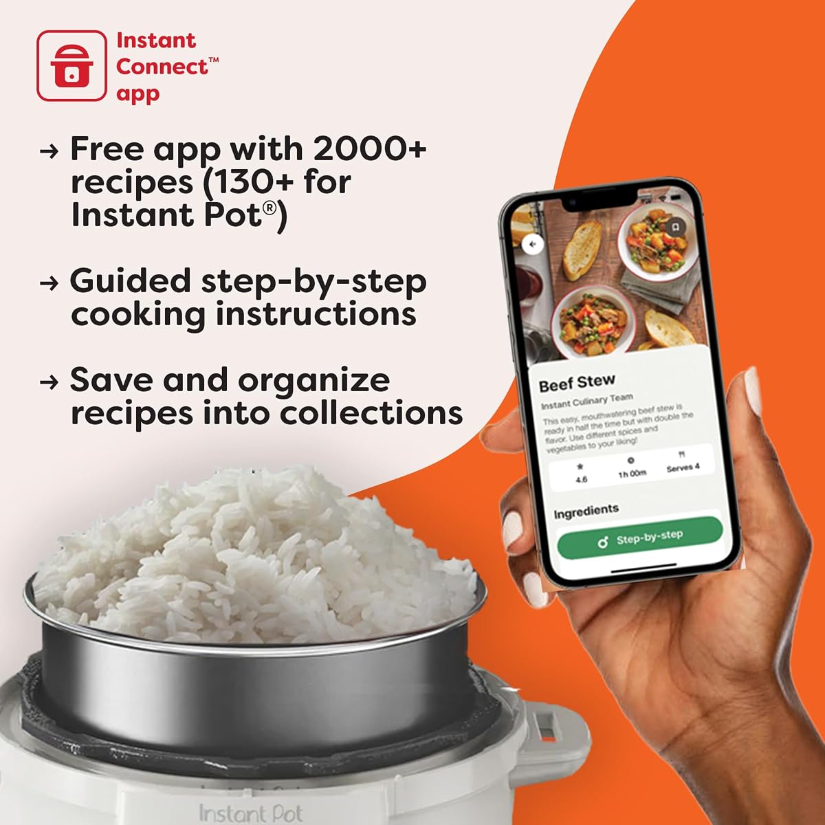 Instant Pot Duo 7-in-1 Electric Pressure Cooker, Slow Cooker, Rice Cooker, Steamer, Saute, Yogurt Maker, Warmer & Sterilizer, Includes App With Over 800 Recipes, Stainless Steel, 6 Quart 6 Quarts Instant Pot — view 6