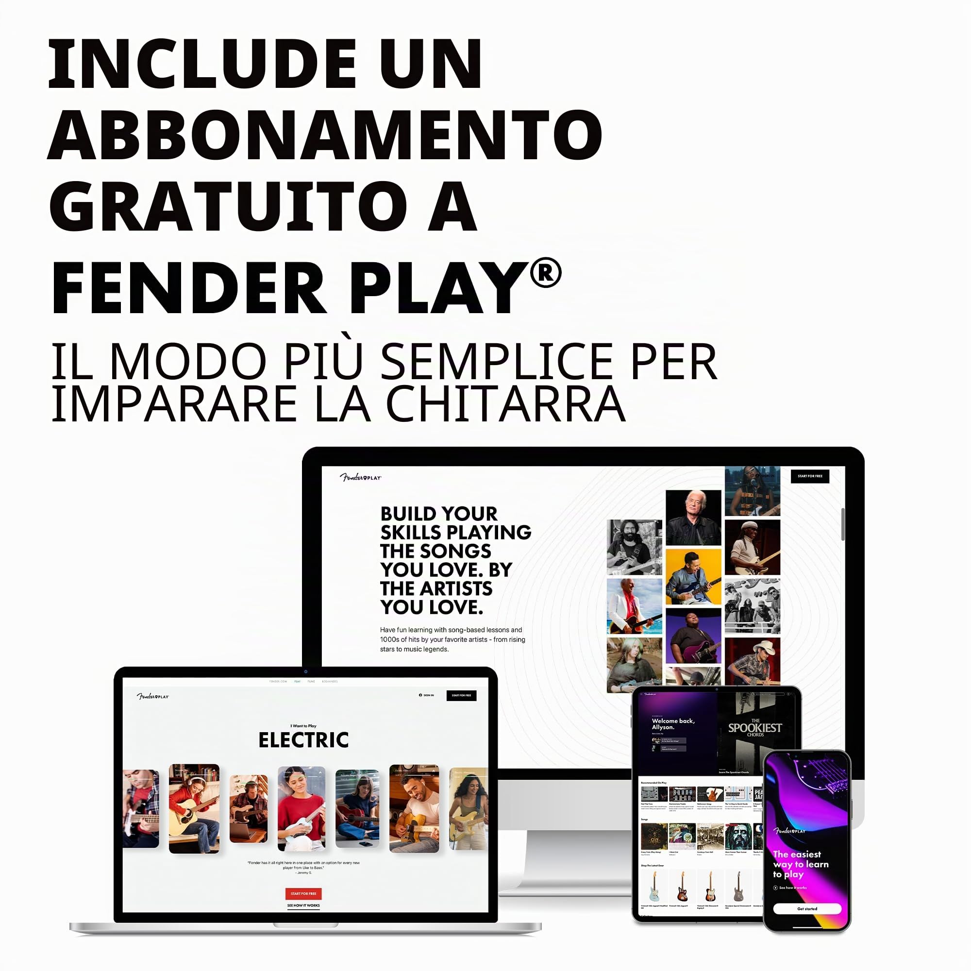 Squier by Fender Sonic Telecaster Chitarra Elettrica, Nera, Tastiera in Acero, Battipenna Bianco, Stile Moderno, Include Lezioni Virtuali Gratuite