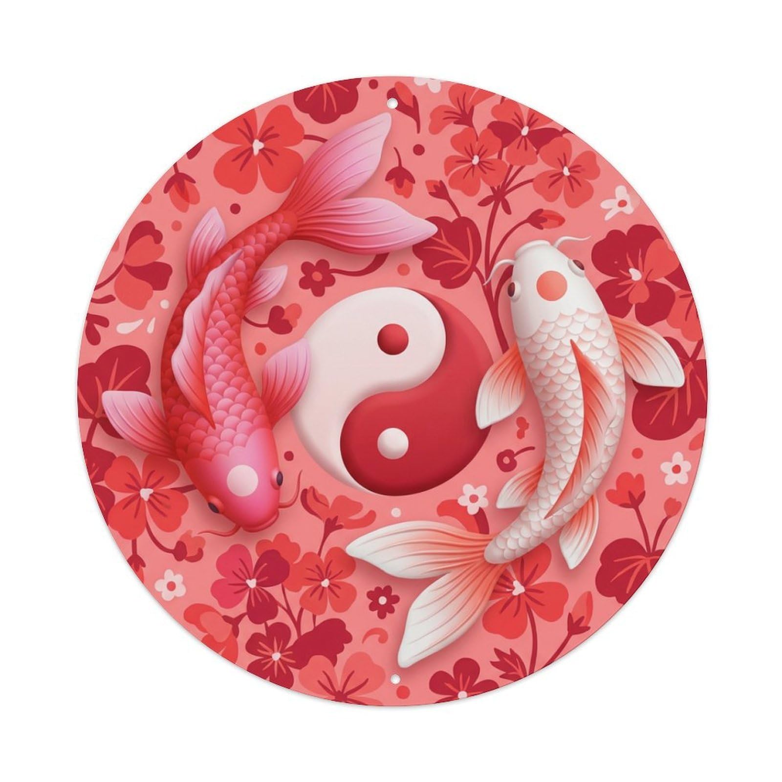 Metal Tin Sign Tai Chi Koi Fish