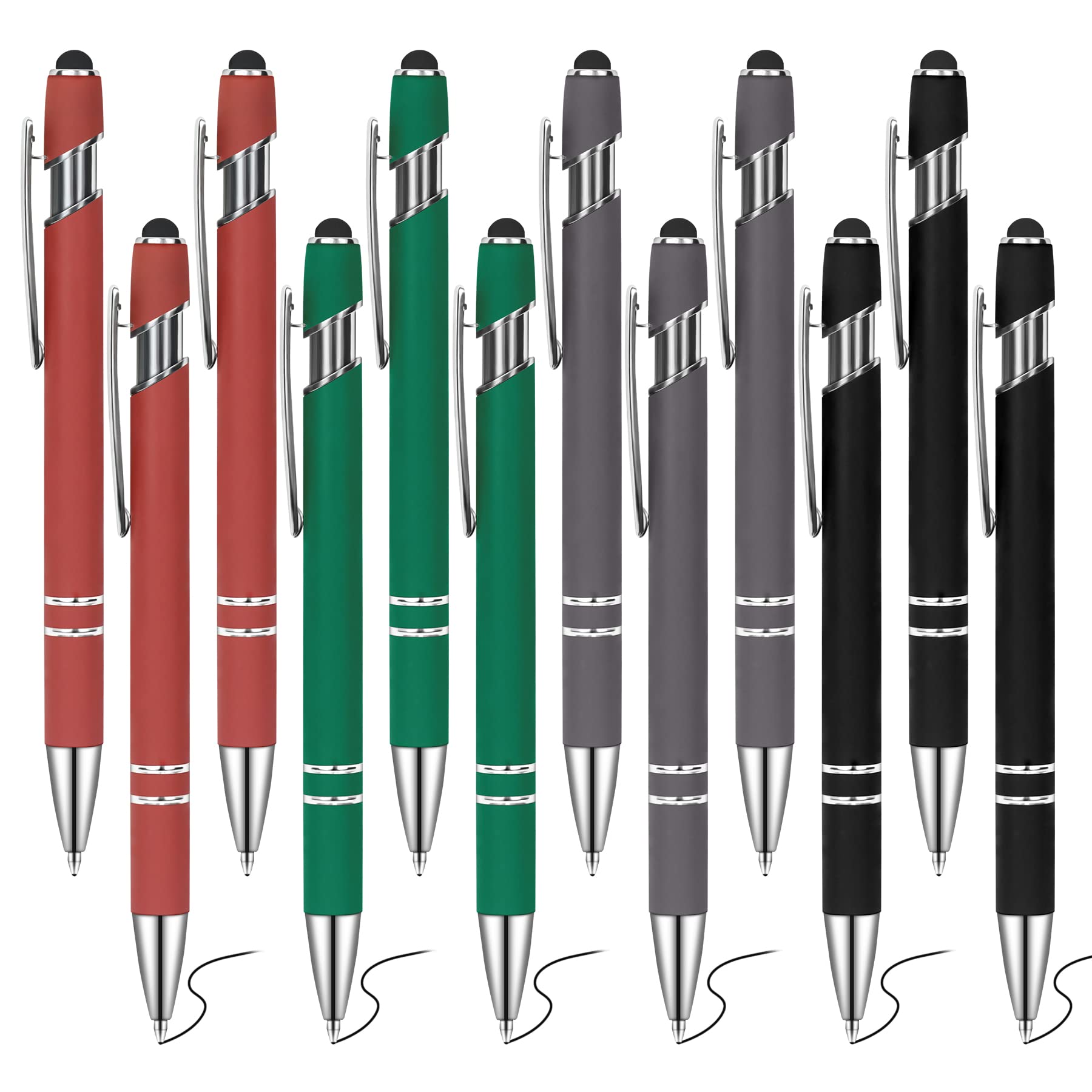 Photo 1 of Weibo 12 Pcs Retractable Ballpoint Pen with Stylus Tip, Medium Point, 1.0 mm Black Ink Metal Pen 2 in 1 Stylus Ballpoint Pen for Touch Screens (Mixed color,12 pack)