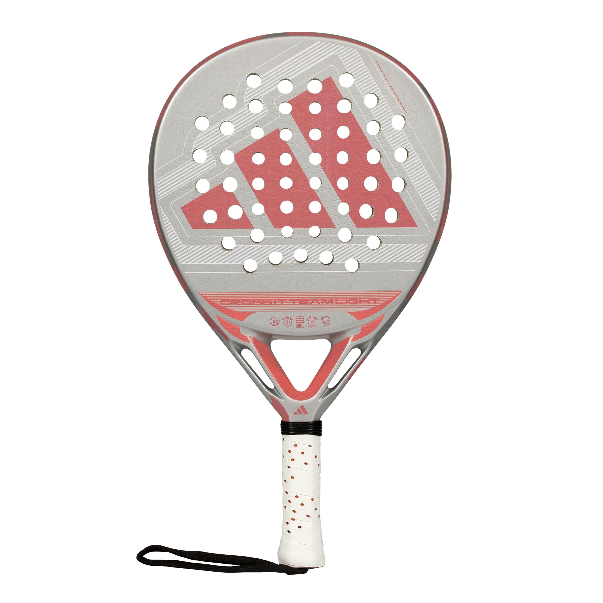 Pala de pádel adidas Cross IT Team Light 2026,Gris,Forma Redonda, Fibra de Vidrio, Goma eva Soft Performance