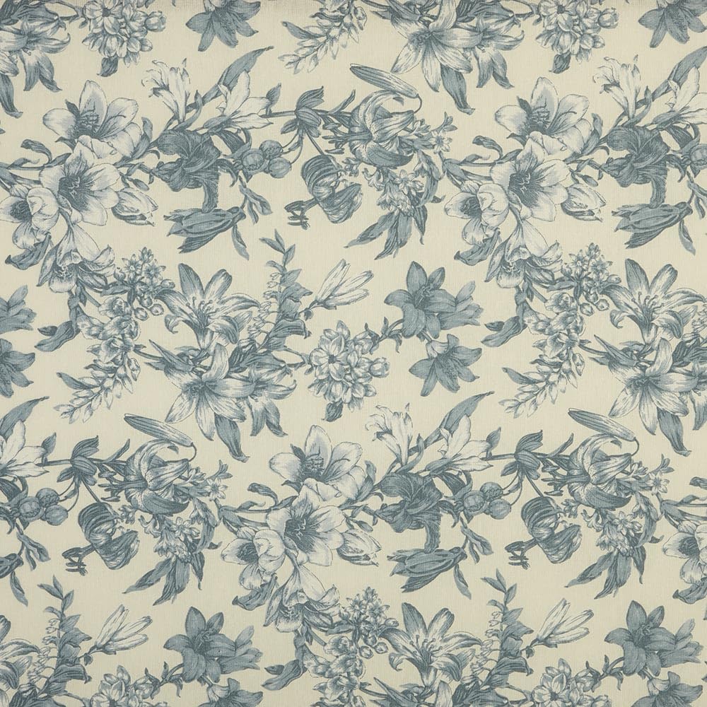 Kt KILOtela - Tela Loneta Estampada, Decoración, Tapizar, Cojines, Cortinas, Bolsos, Manteles, Costura Creativa, 100 cm Largo x 280 cm Ancho, Flores Sevilla, Rosa, Azul ─ 1 Metro — view 50