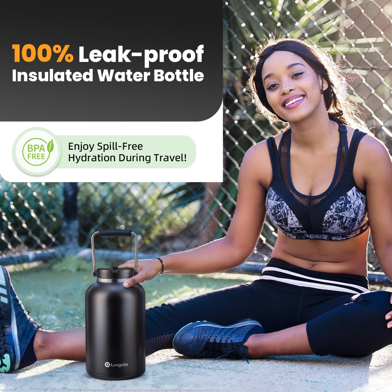 128 oz Insulated Water Jug with Straw Lid and Handle, One Gallon Stainless Steel Double Vacuum Water Bottle for Hot & Cold Drinks - Sweat Proof, Great for Travel, Hiking, Camping - Olive Green - Image 4