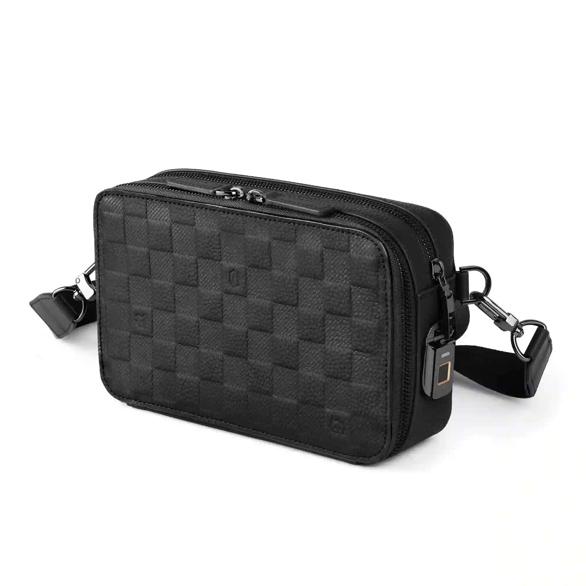 fingerprint lock leather clutch bag, travel organizer