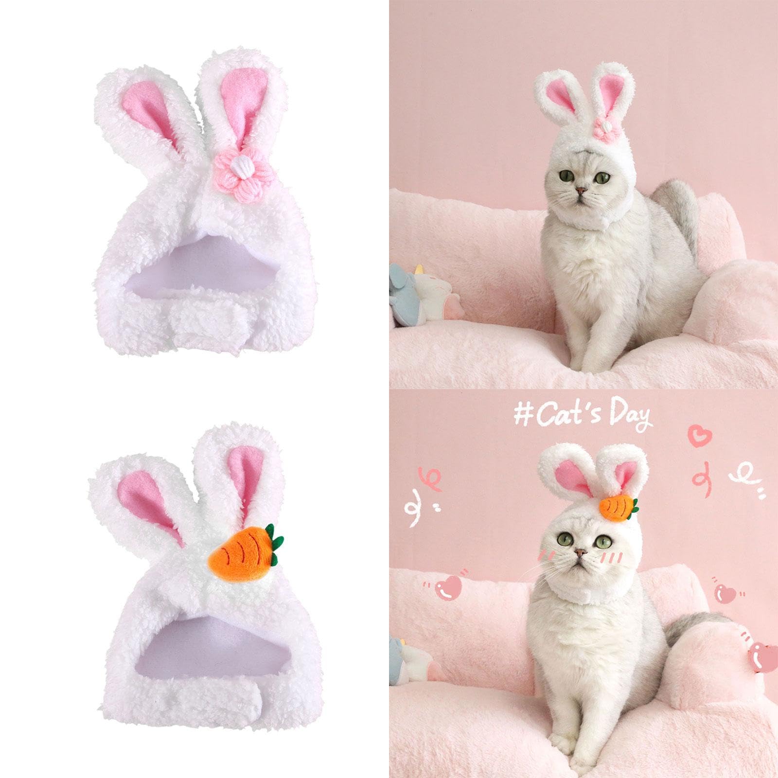 SECRET DESIRE Pet Hat Bunny Hat Dress up Headdress Warm Cute Headwear Cat Costume Soft Cap Flower (B0D474X9WG) Amazon Price History, Amazon Price Tracker
