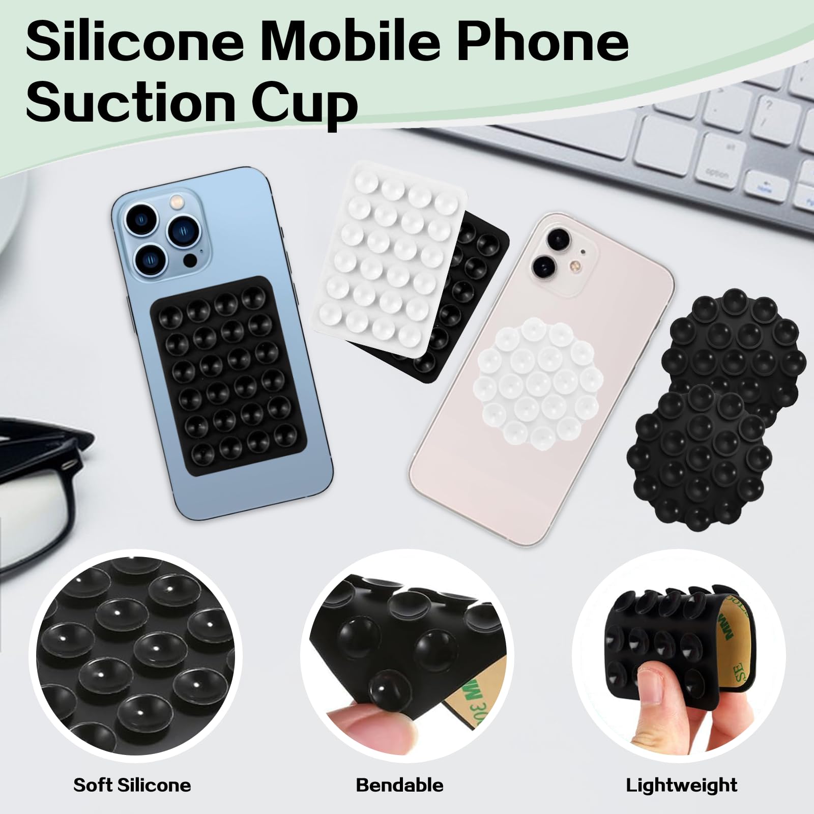 8 sztuk przyssawek na telefon komórkowy, silikonowy uchwyt na telefon komórkowy, przyssawka, antypoślizgowa przyssawka do telefonu komórkowego, samoprzylepna, bez użycia rąk, uchwyt na wypustki z