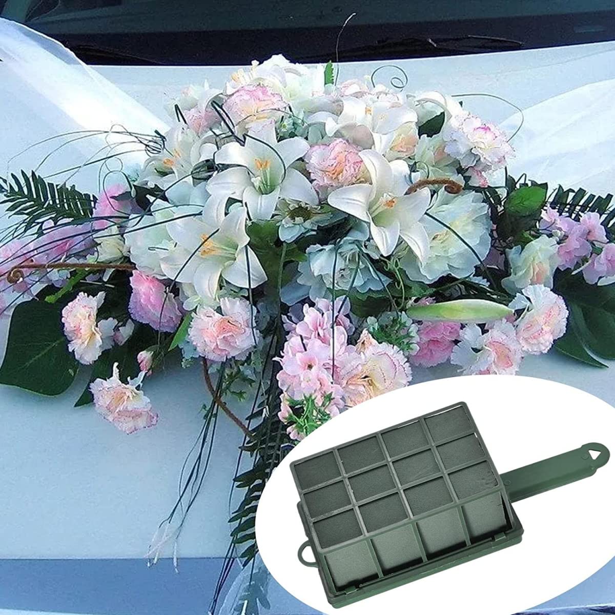 Confezione Da 2 Gabbie Con Schiuma Floreale - 30x12x8 Cm - Per Fiori Freschi E Artificiali, Con Nastro