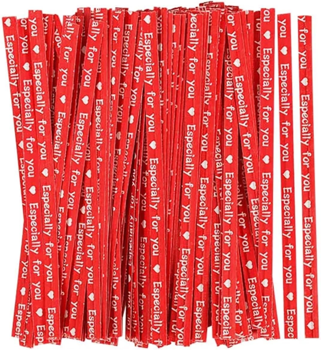Metallic Twist Ties 1000pcs Paper Twist Ties 9cm Twist Ties for Gift Bags Sealing Wire Especially for You Love Print Candy Cookie Bags Wrapping Supplies(B02)