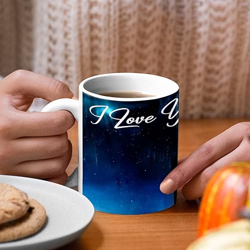 Miniatura 5 de Taza de café blanca personalizada para agregar texto con pareja auroras boreales, Taza de café con acento de Aurora Borealis Regalo para citas