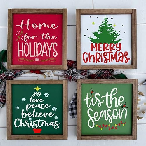 Miniatura 5 de Juego de 9 plantillas de Navidad para pintar en madera para dibujar, letreros, arte de pared, lienzo, tela, reutilizable, incluye hogar, creer y