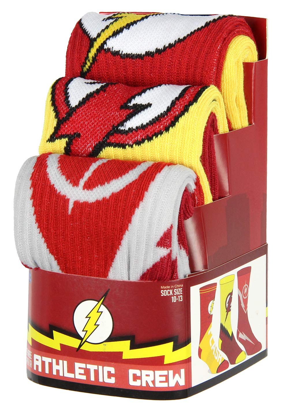 DC Comics - Calcetines deportivos con logo de superhéroe The Flash, 3 pares, para hombre