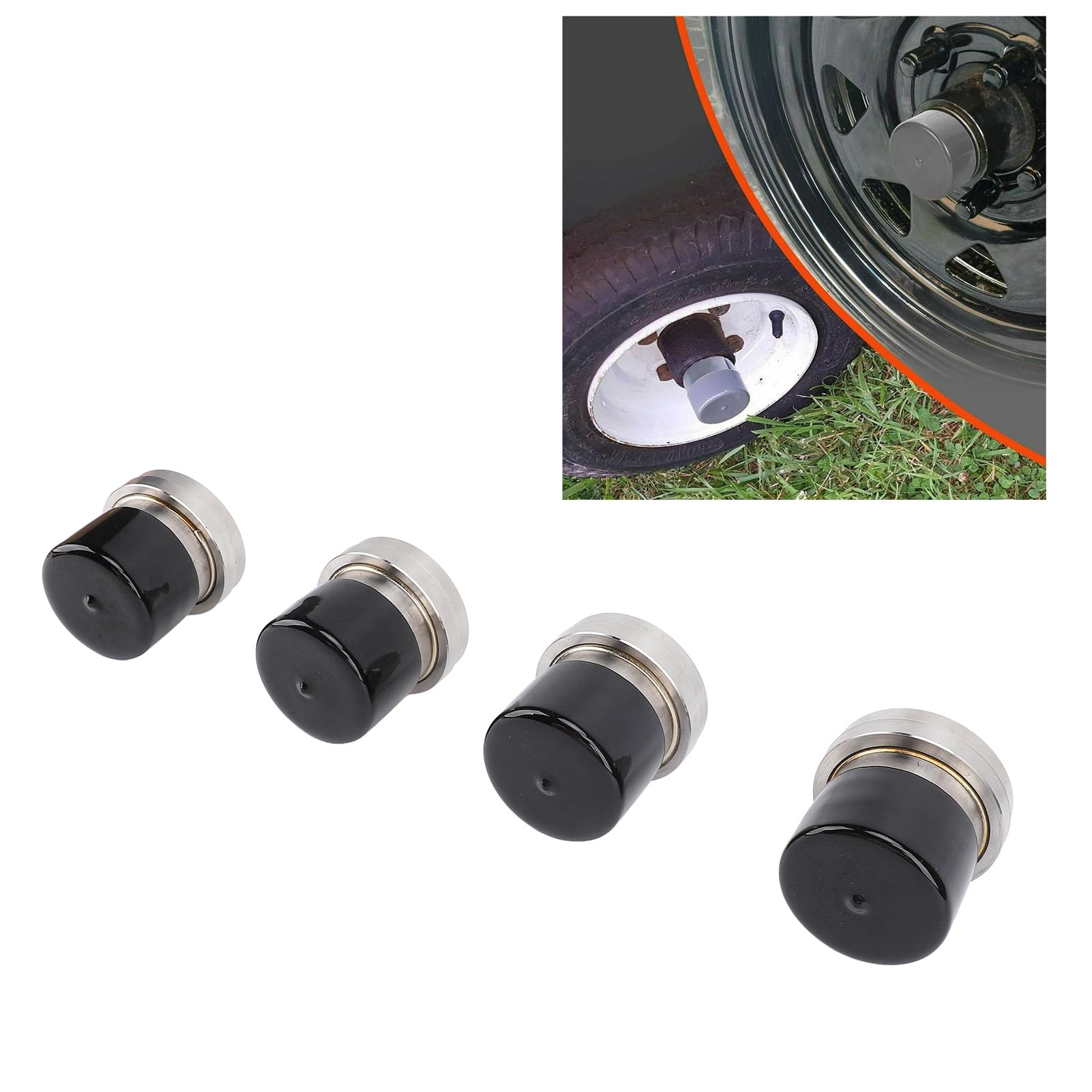 4Pcs 2.441 Inch Diameter Stainless Steel Bearing Protectors, Boat Trailer Wheel Bearing Hub Protector with Protective Bra & Auto Check, Wheel Hub Bearing Center Caps Protector