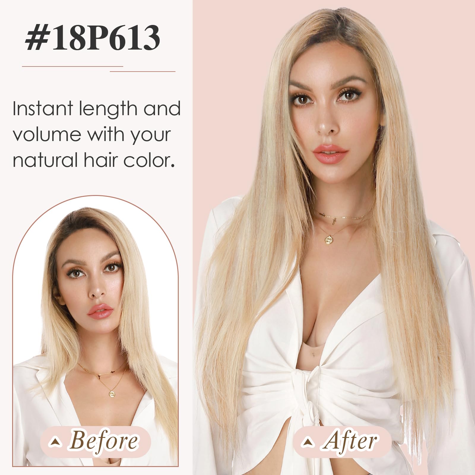 TESS Tape in Hair Extensions Human Hair 10 PCS #18P613 Ash Blonde & Bleach Blonde - Image 3