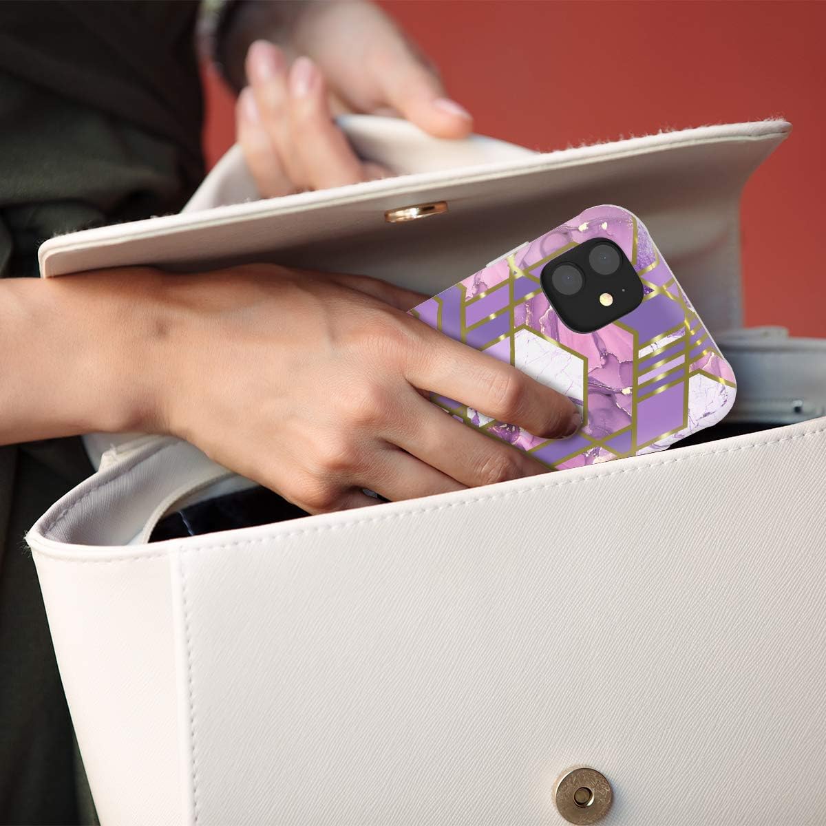 LOFTER GeoGold Case Designed for iPhone 11 Case (2019 Release) [Built-in Screen Protector] Stylish Protective Bumper Full-Body Rugged Protection for iPhone 11 6.1'' - Purple