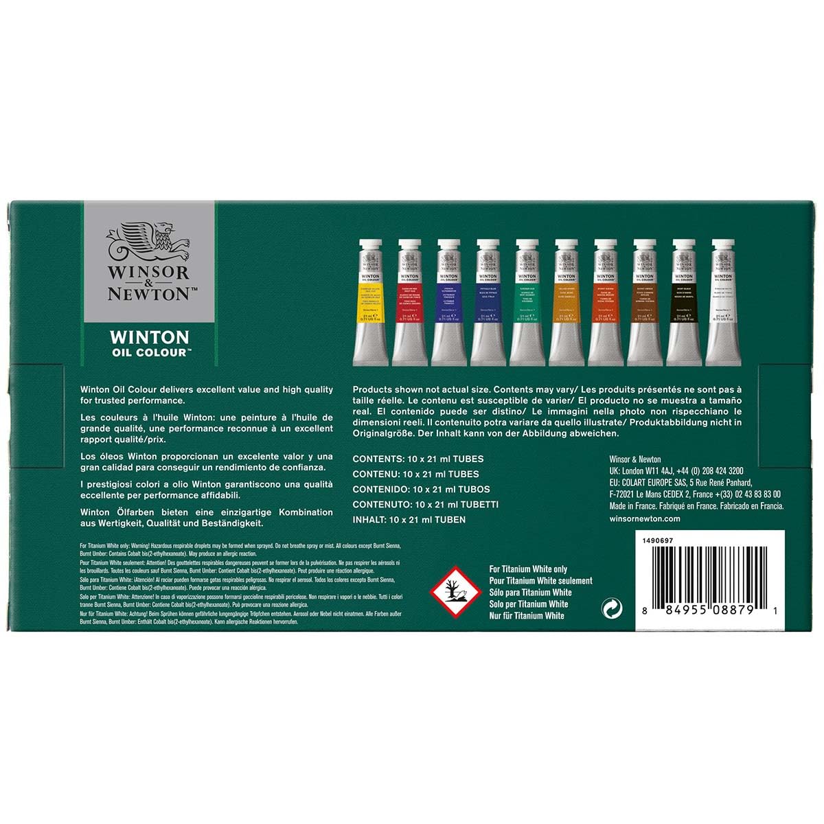 Winsor & Newton 1490697 Winton Ölfarbe feine hochwertige Ölfarbe, gleichmäßiger Konsistenz, Lichtbeständig, hohe Deckkraft, Reich an Farbpigmenten - 10 Ölfarbenset in 21 ml Tuben