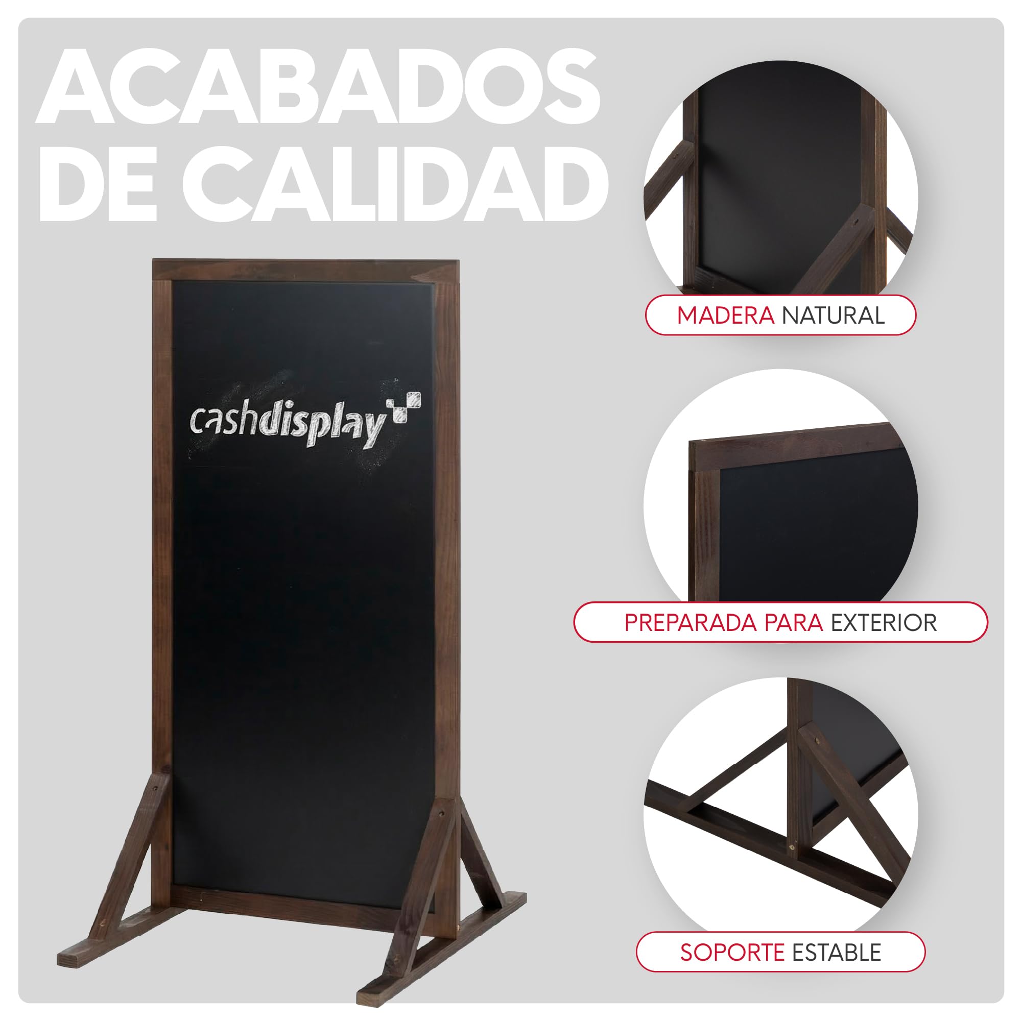 Pizarra Caballete Doble Cara Impermeable Lugano 51x108 cm | Pizarra Exterior de Suelo para Hostelería, Restaurantes, Terrazas y Comercios | Soporte Publicitario Escrita con Tiza