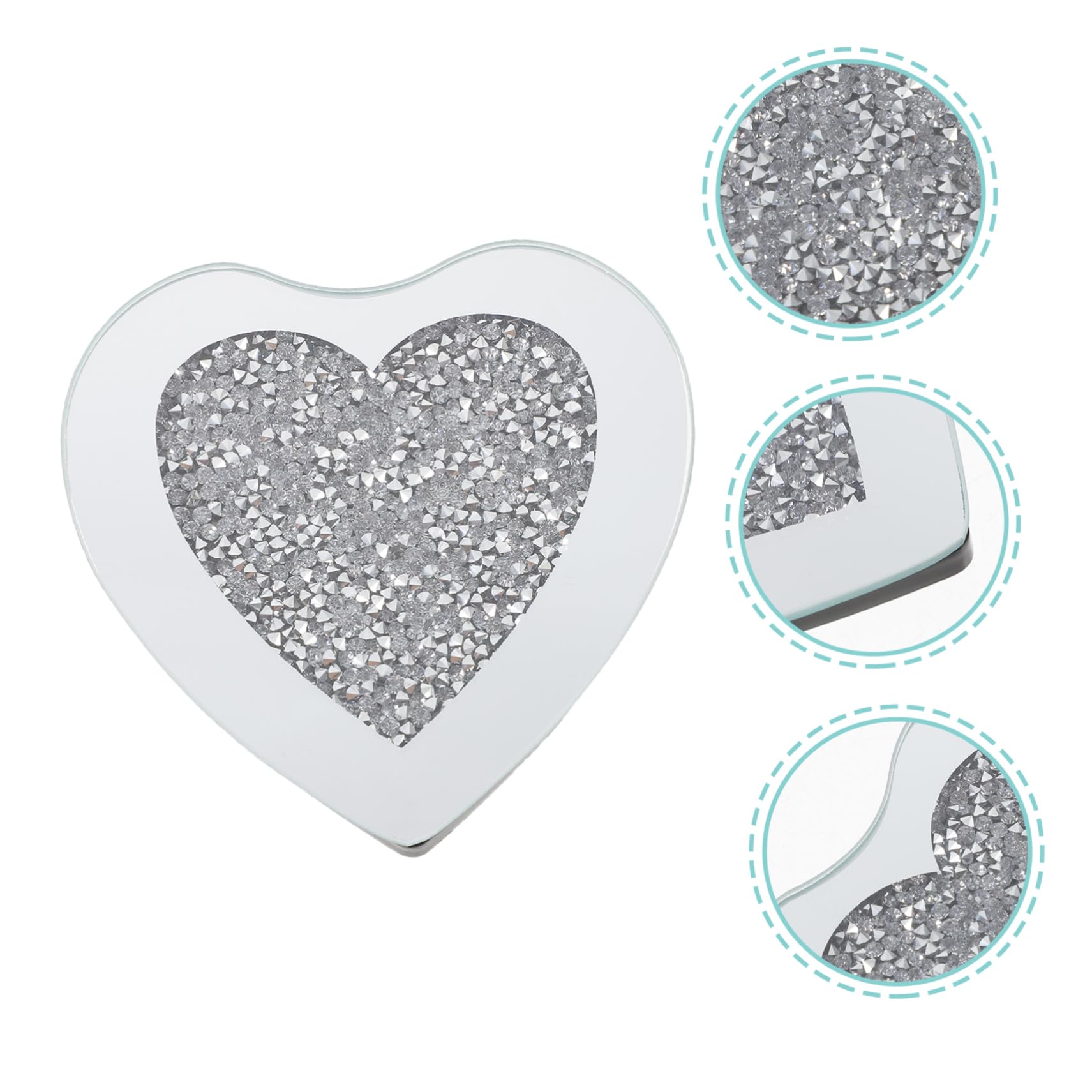 Posavasos de Cristal Forma de Corazón, 6 Piezas, Plata