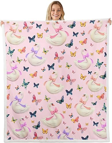 Miniatura 15 de Manta de franela de mariposa, diseño de animales de jardín de fantasía y mariposas coloridas para decoración de habitaciones, manta