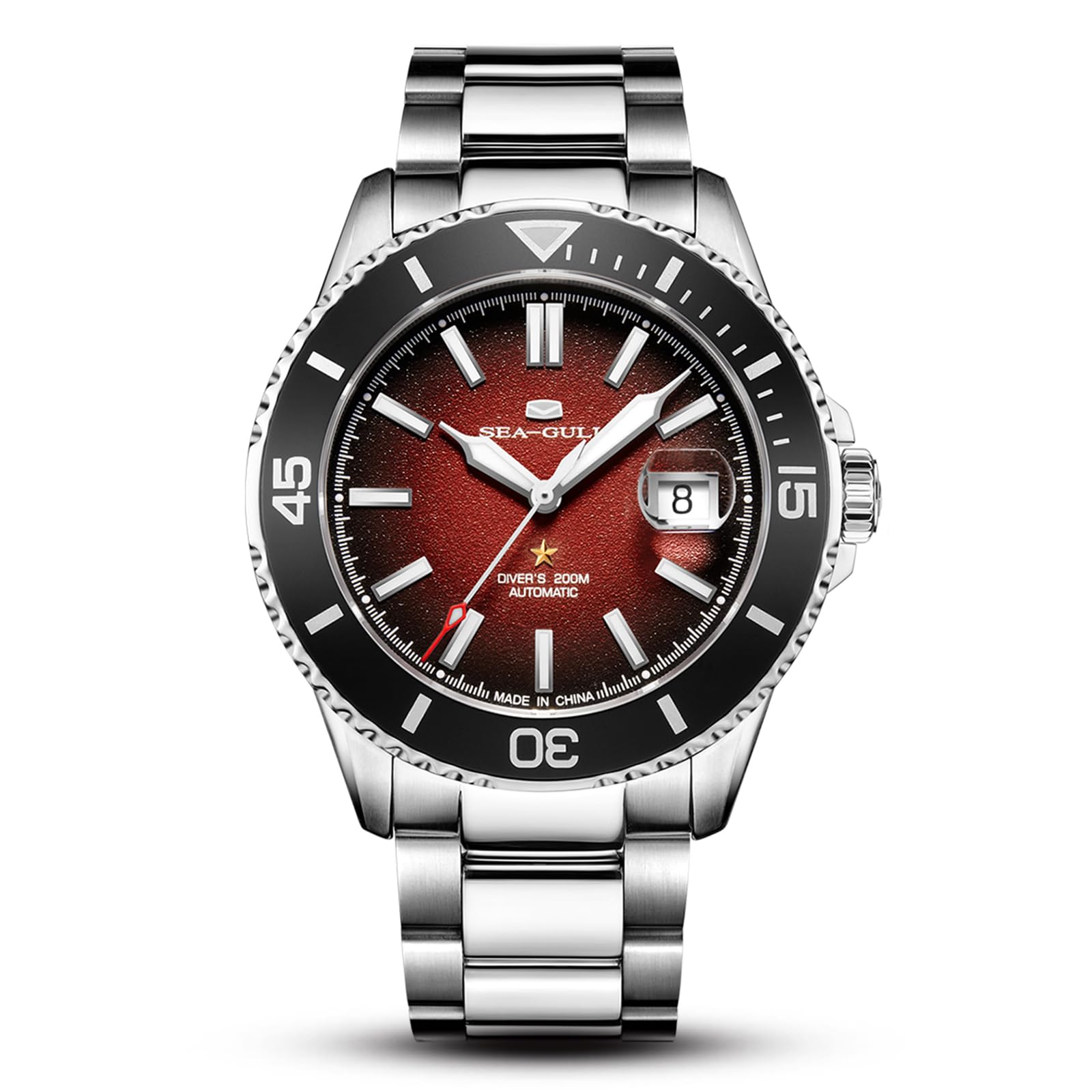 Men's Automatic Mechanical Diving Watch, Stainless Steel Waterproof Business Dress Luminous Calendar Wrist Watches,44mm,Ocean Series